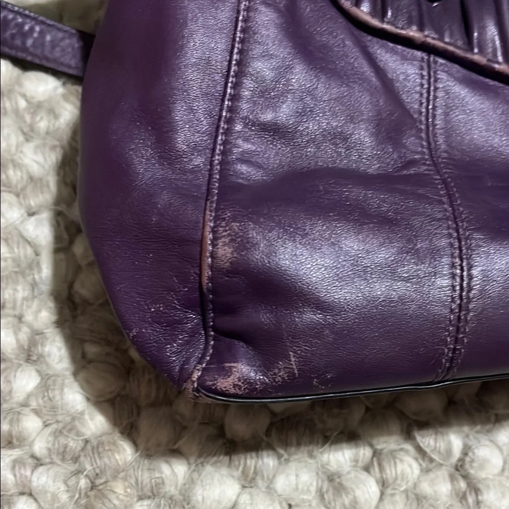 Coach Purple Leather Satchel with Silver Accents - Picture 11 of 16
